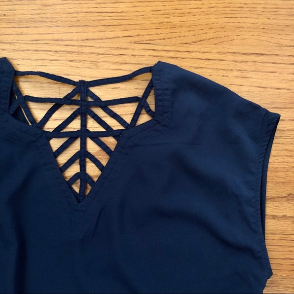 Navy Kaftan Style Top with Fun Detailed Back - Picture 3 of 6